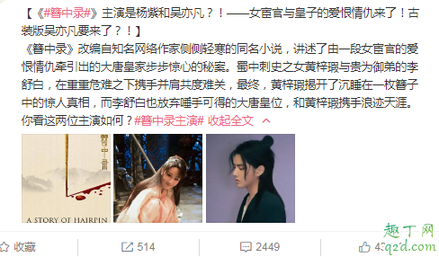 簪中錄男主女主是楊紫吳亦凡嗎 簪中錄演員楊紫和吳亦凡是真的嗎2